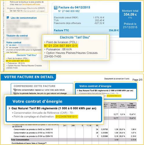 Document relevé de compteur vente maison